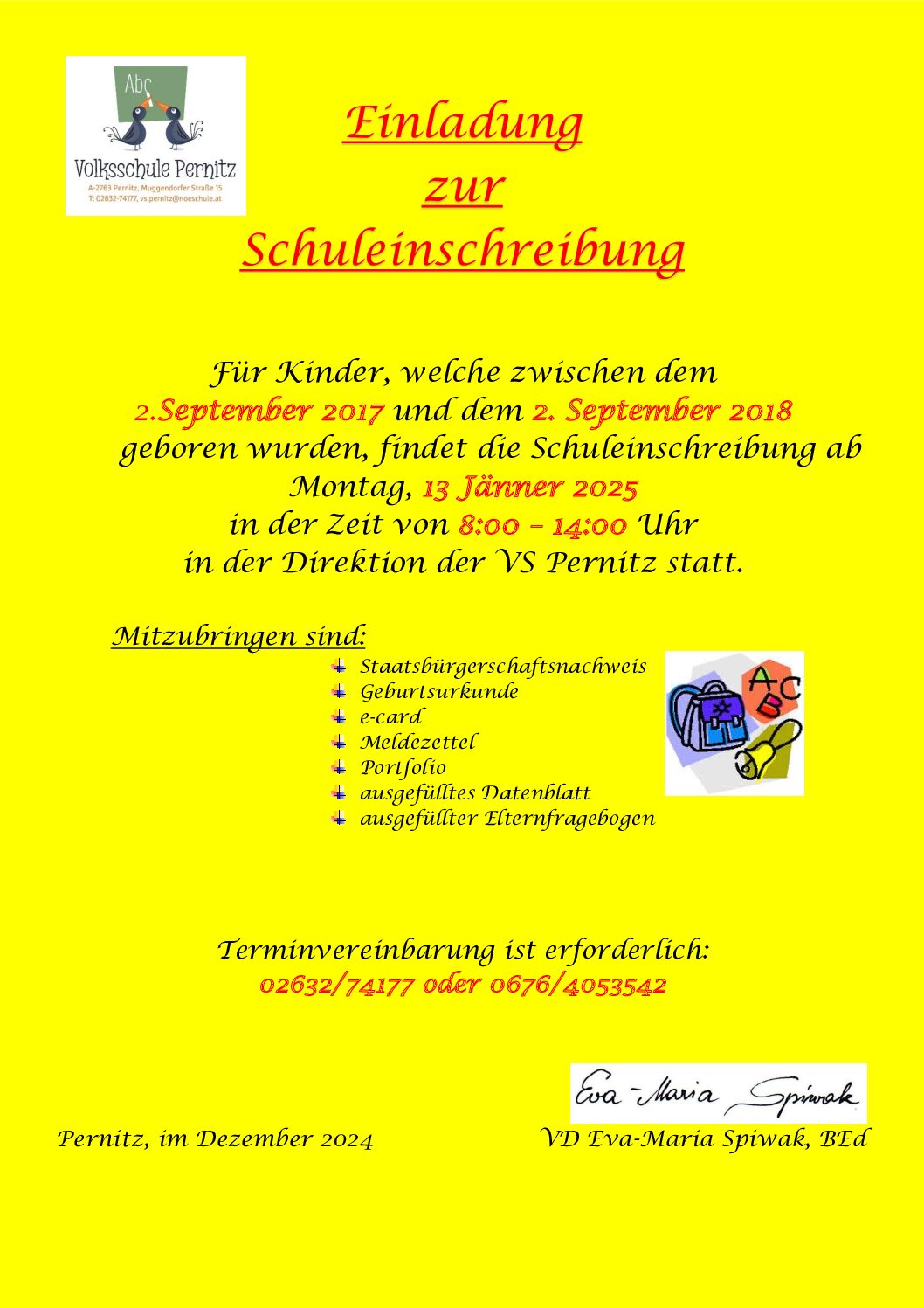 Schuleinschreibung