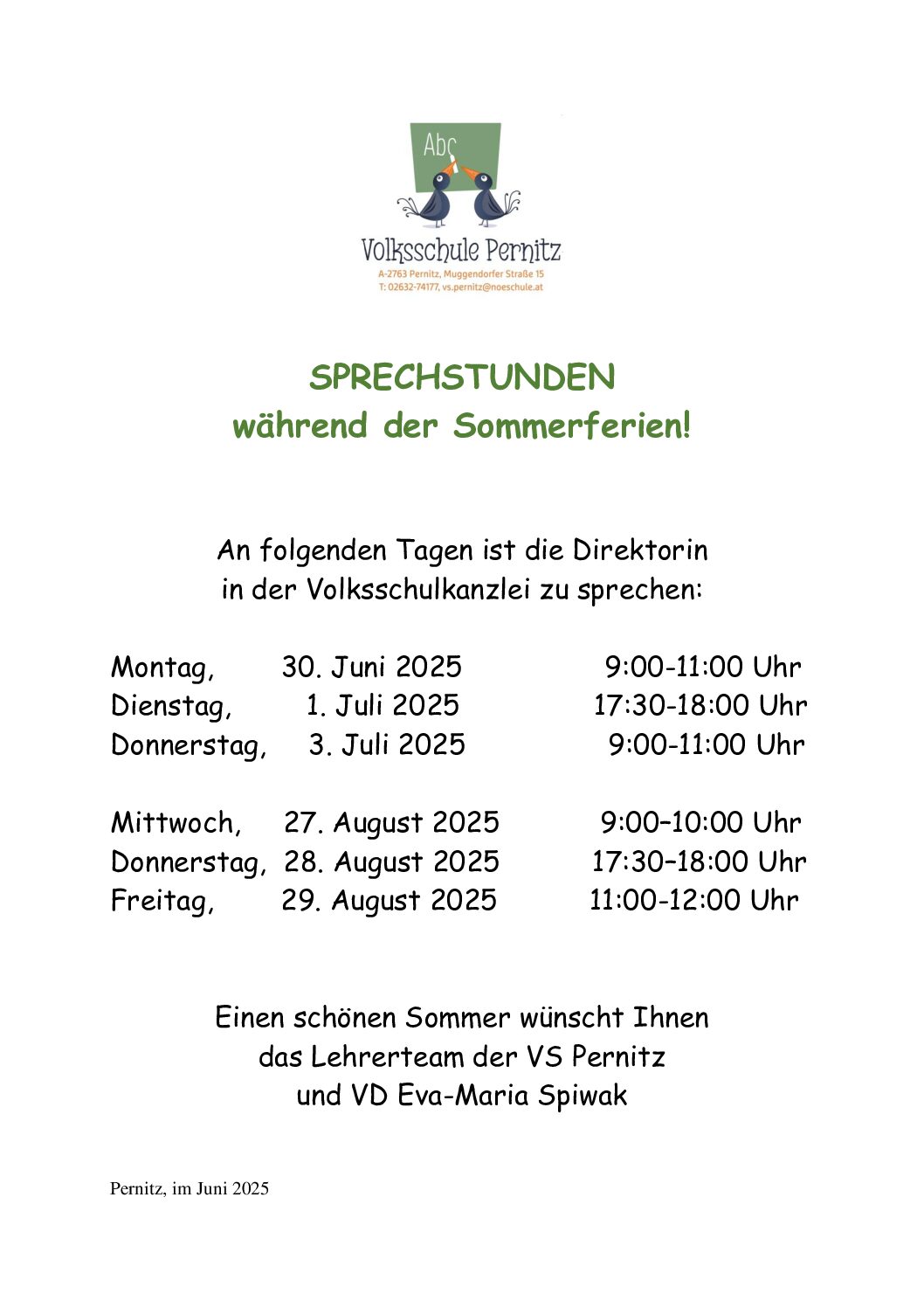 Schöne Sommerferien!