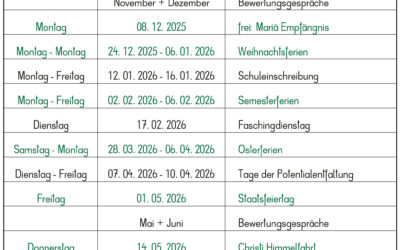 Termine Schuljahr 2025/26
